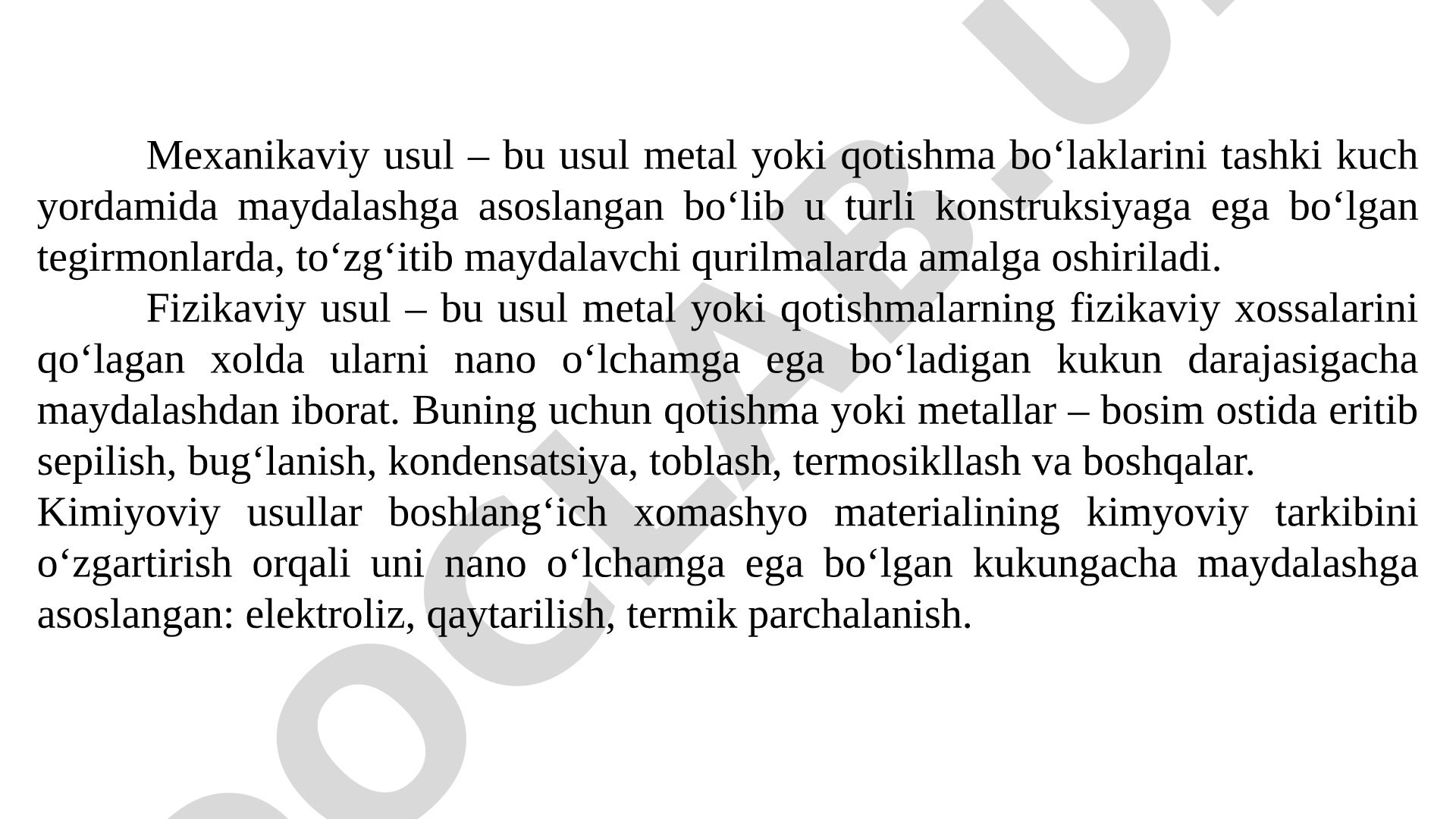Nano kukunlar olish usullari