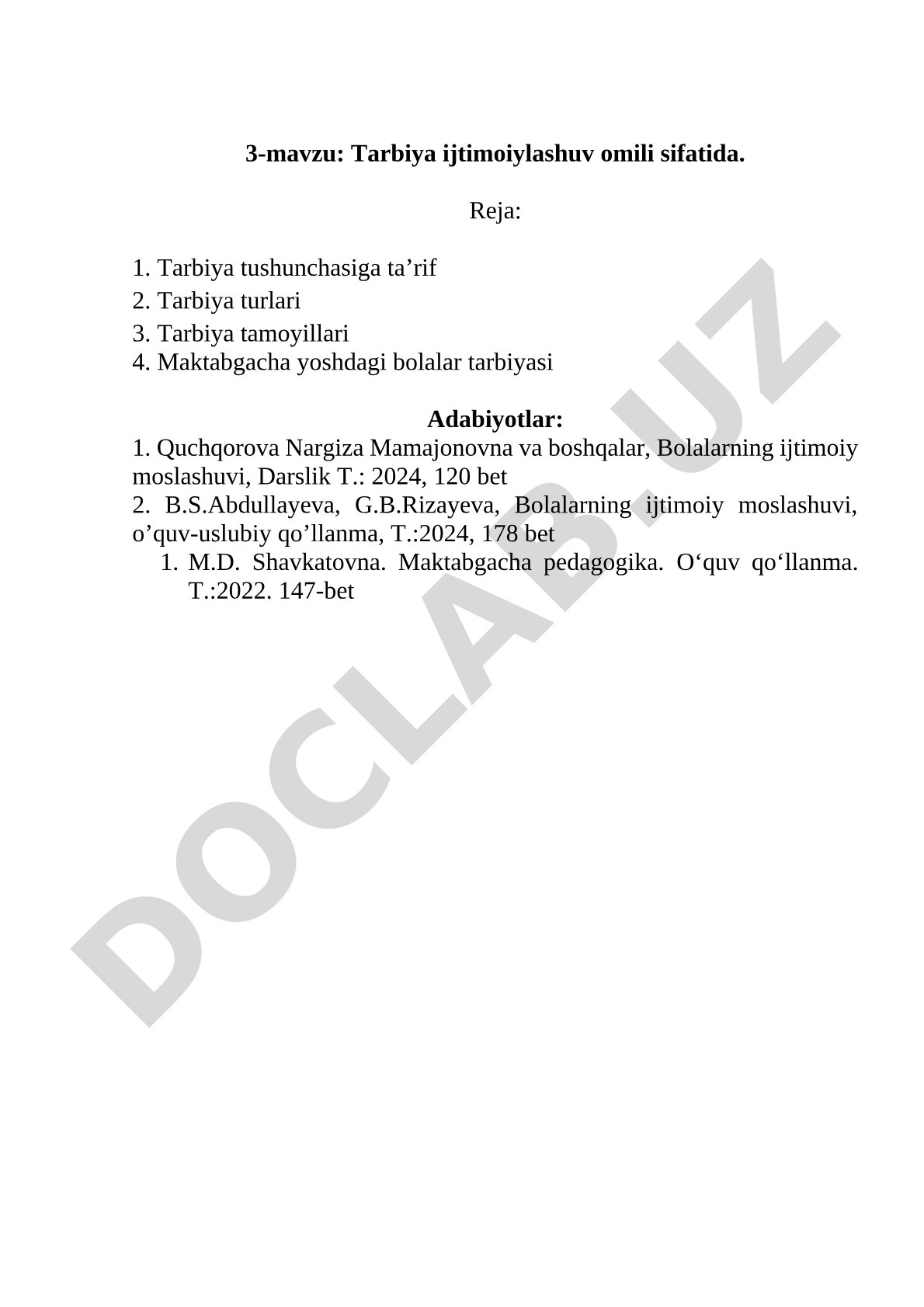 Tarbiya ijtimoiylashuv omili sifatida
