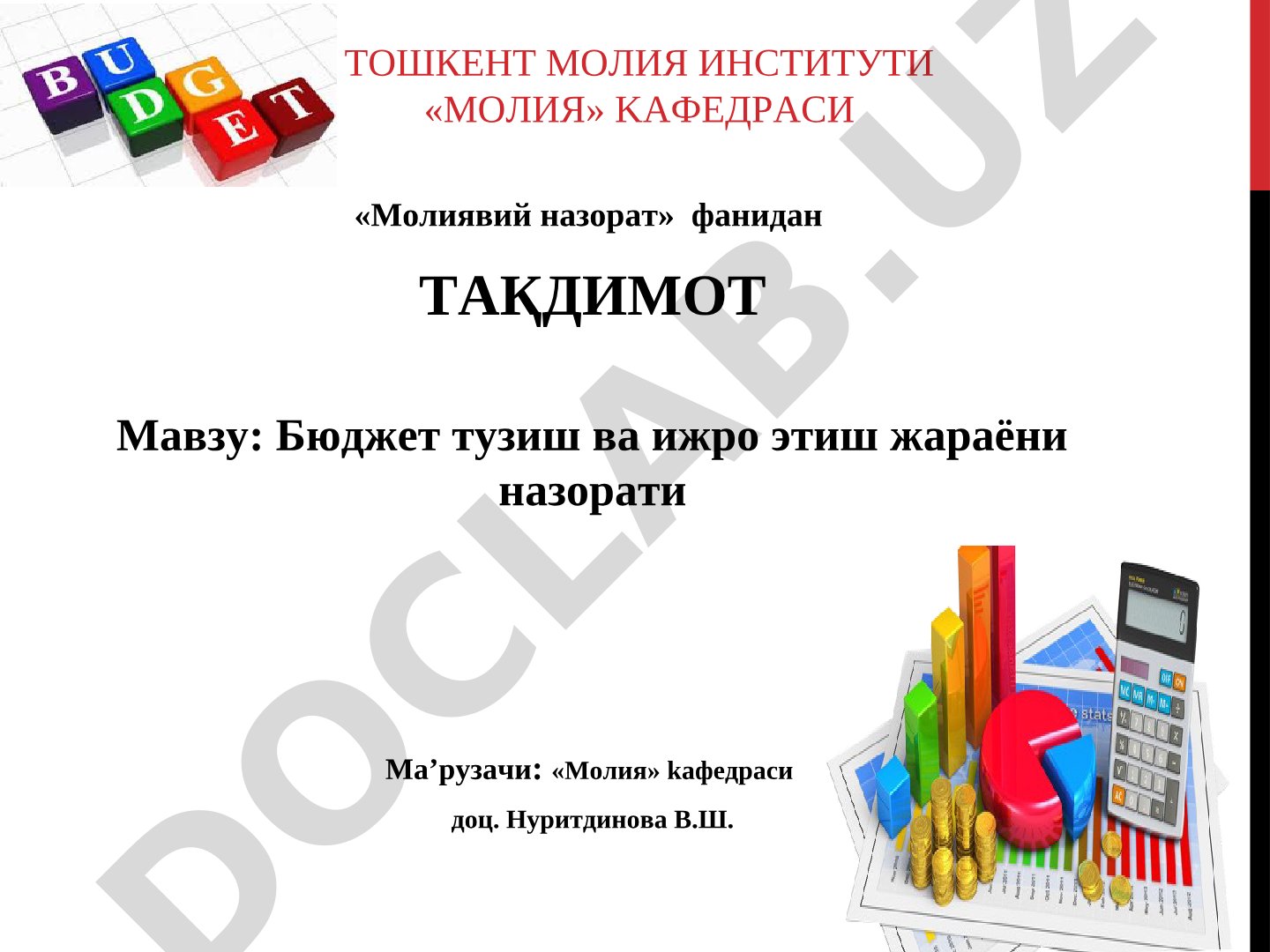 Бюджет тузиш ва ижро этиш жараёни назорати