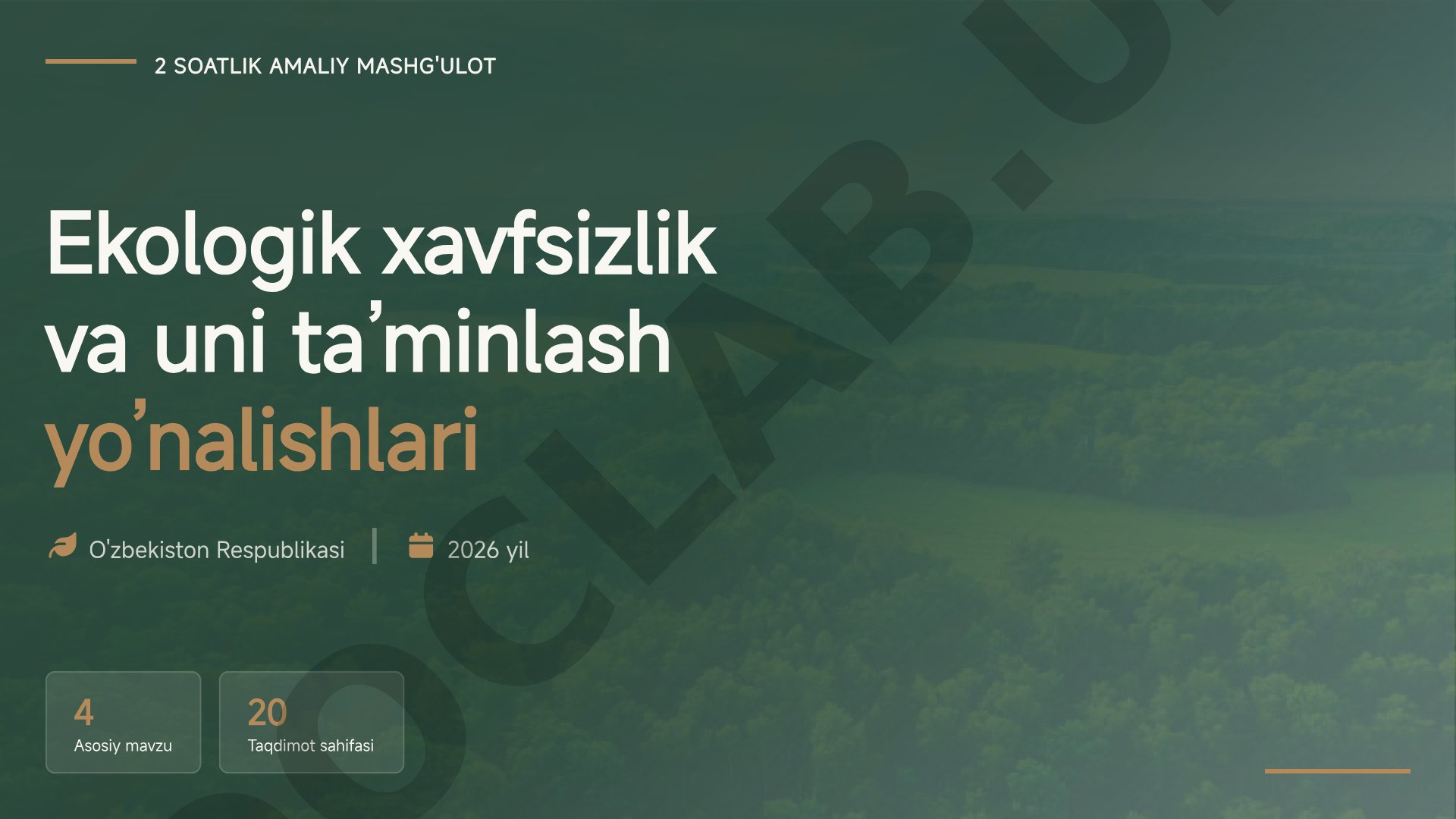 Ekologik xavfsizlik va uni ta’minlash yo’nalishlari
