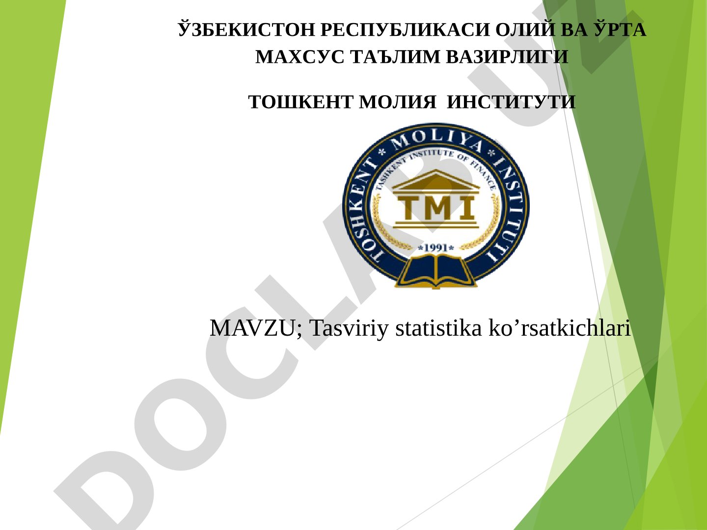 Tasviriy statistika ko’rsatkichlari