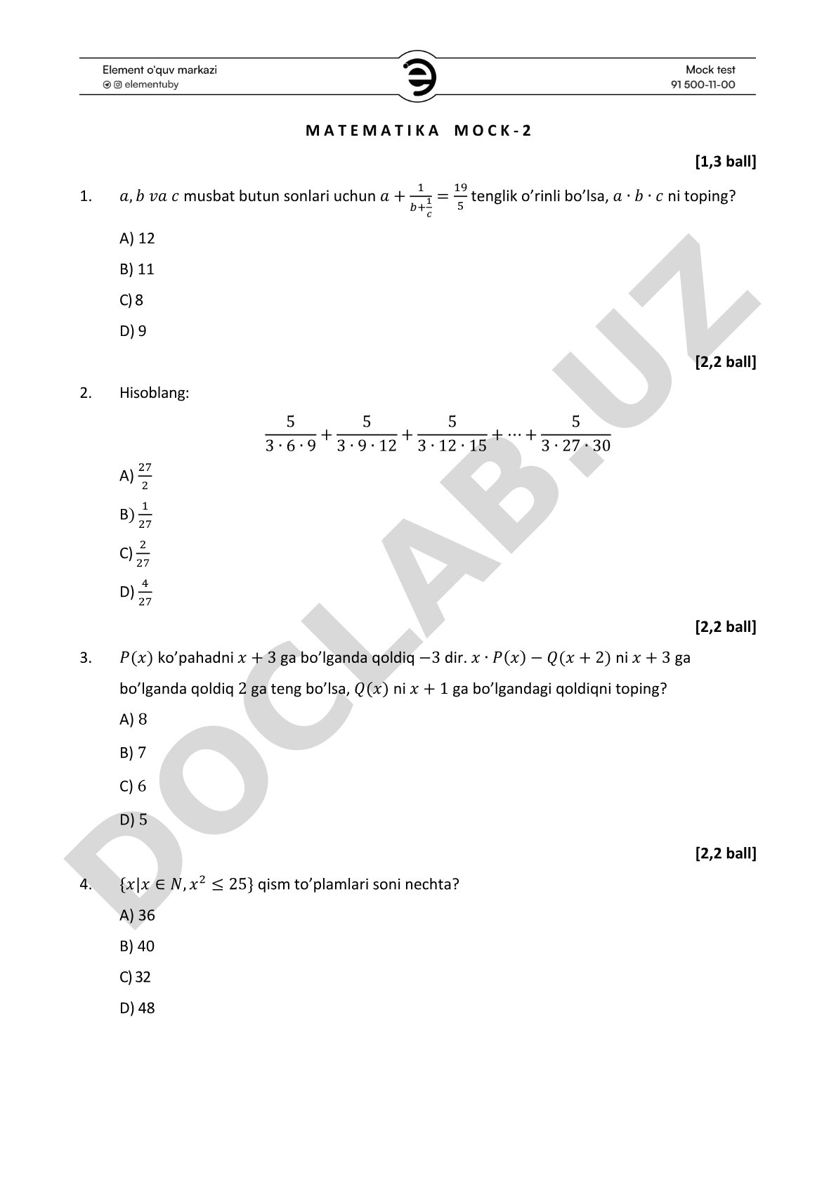 Matematika Mock-2