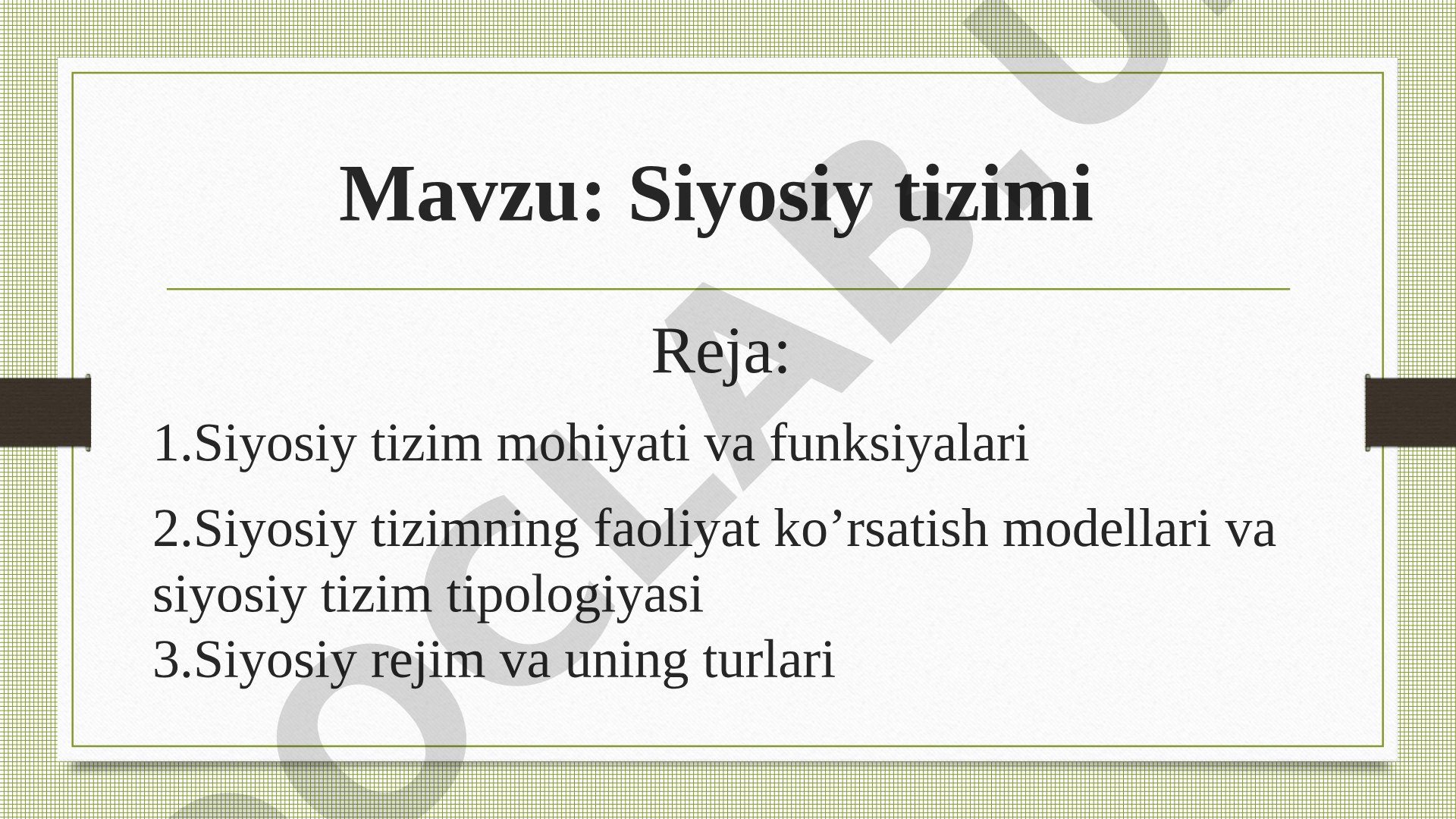 Siyosiy tizim mohiyati va funksiyalari