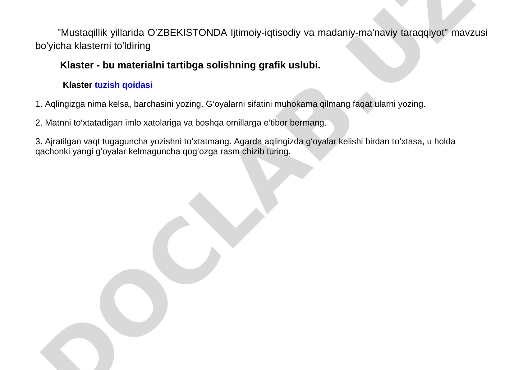 Mustaqillik yillarida O'ZBEKISTONDA Ijtimoiy-iqtisodiy va madaniy-ma'naviy taraqqiyot