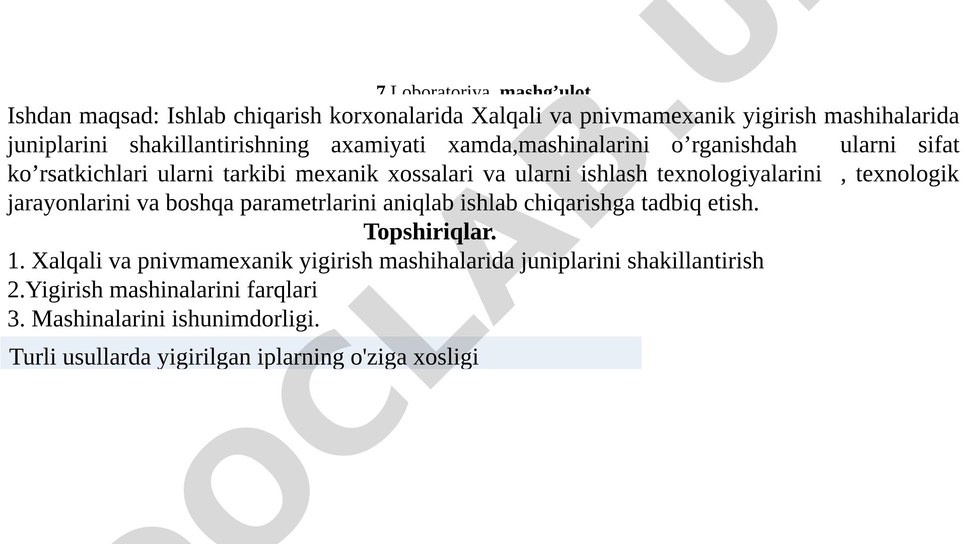 Xalqali va pnivmamexanik yigirish mashihalarida jun iplarini shakillantirishning axamiyati