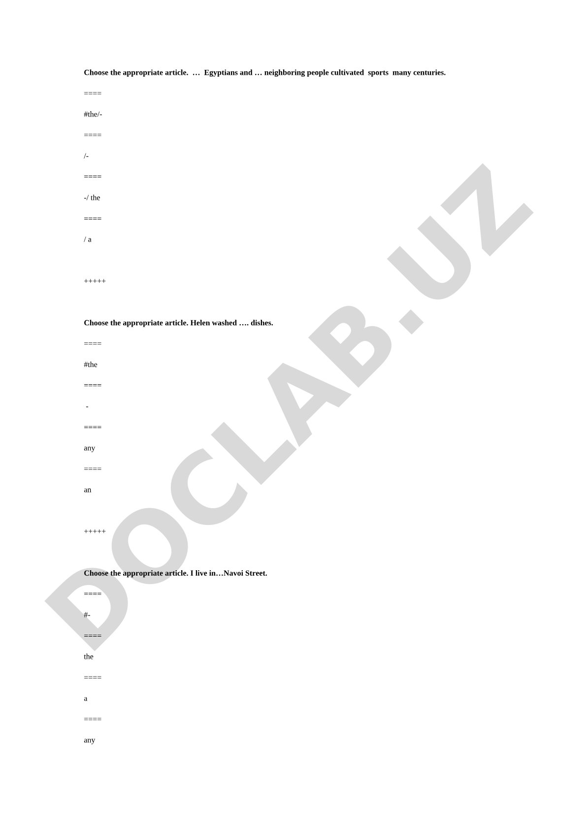 Grammar Exercises: English Articles