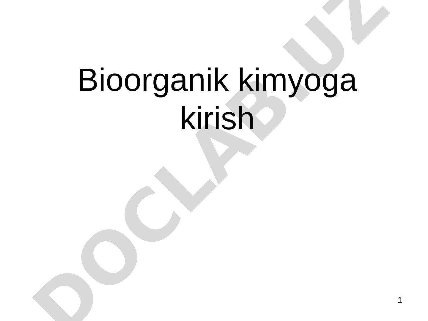 Bioorganik kimyoga kirish