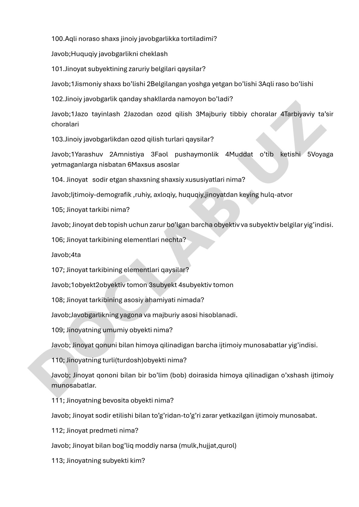 Jinoiy javobgarlik asoslari va jinoyat subyekti