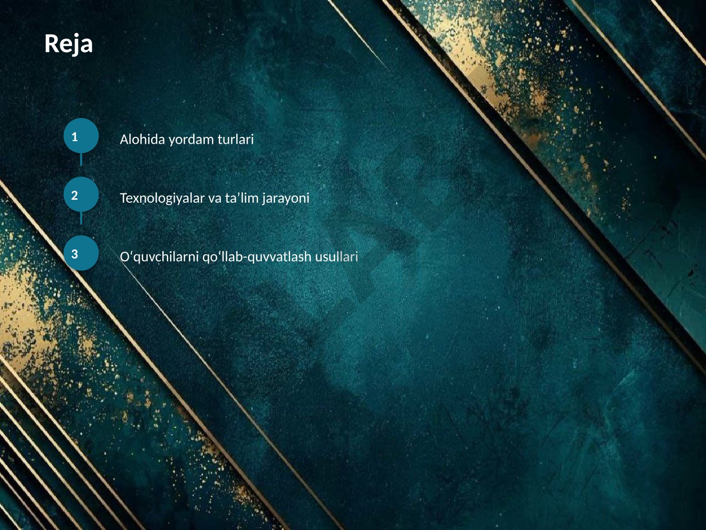 Alohida yordam turlari va ta'lim jarayonidagi texnologiyalar