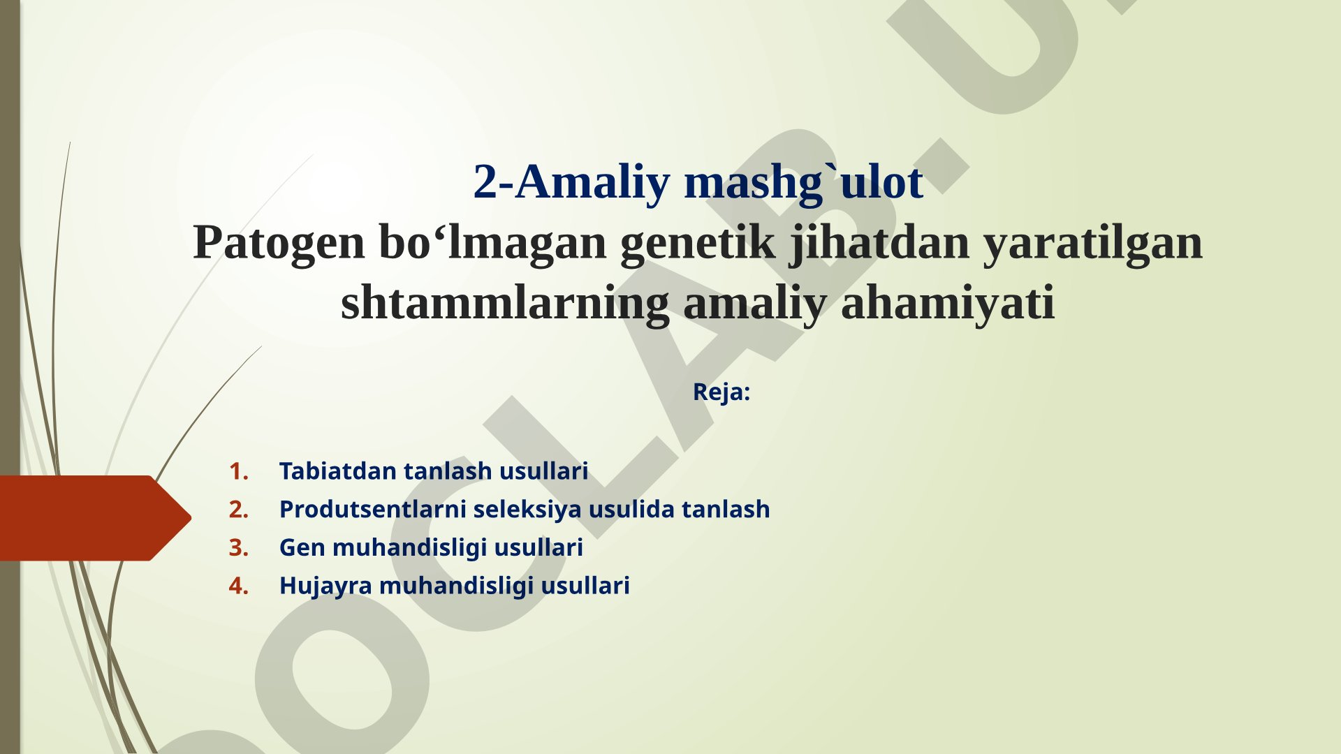 Patogen bo‘lmagan genetik jihatdan yaratilgan shtammlarning amaliy ahamiyati