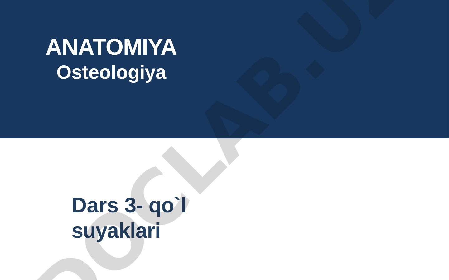 Anatomiya Osteologiya Dars 3- qo`l suyaklari