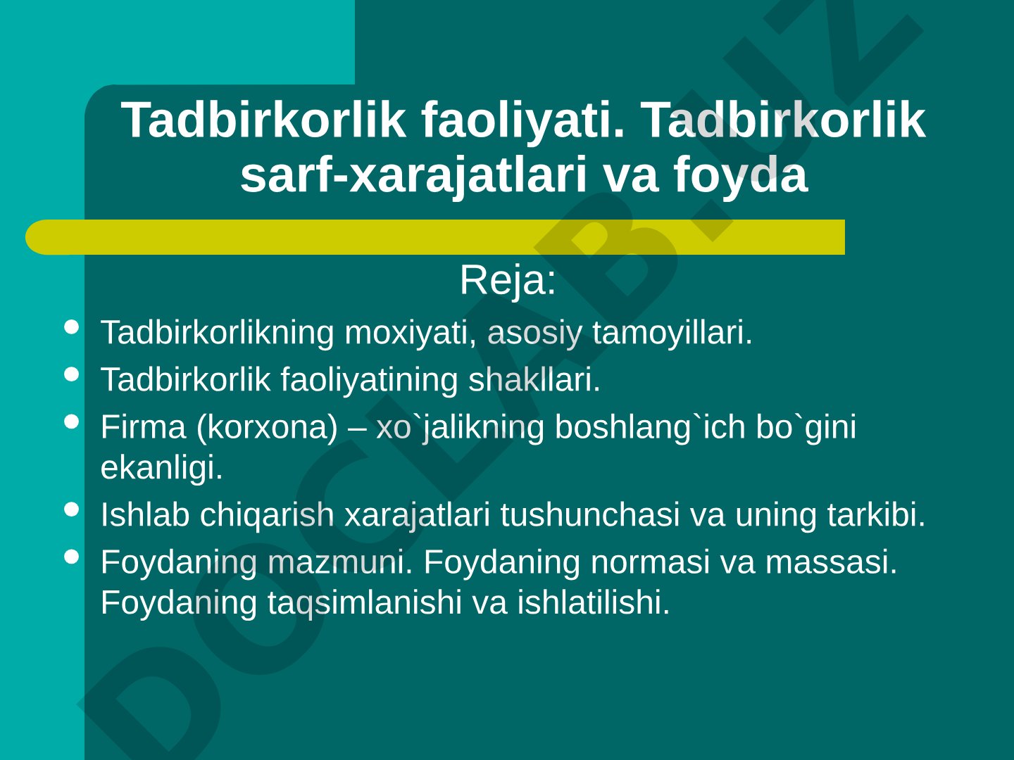 Tadbirkorlik faoliyati