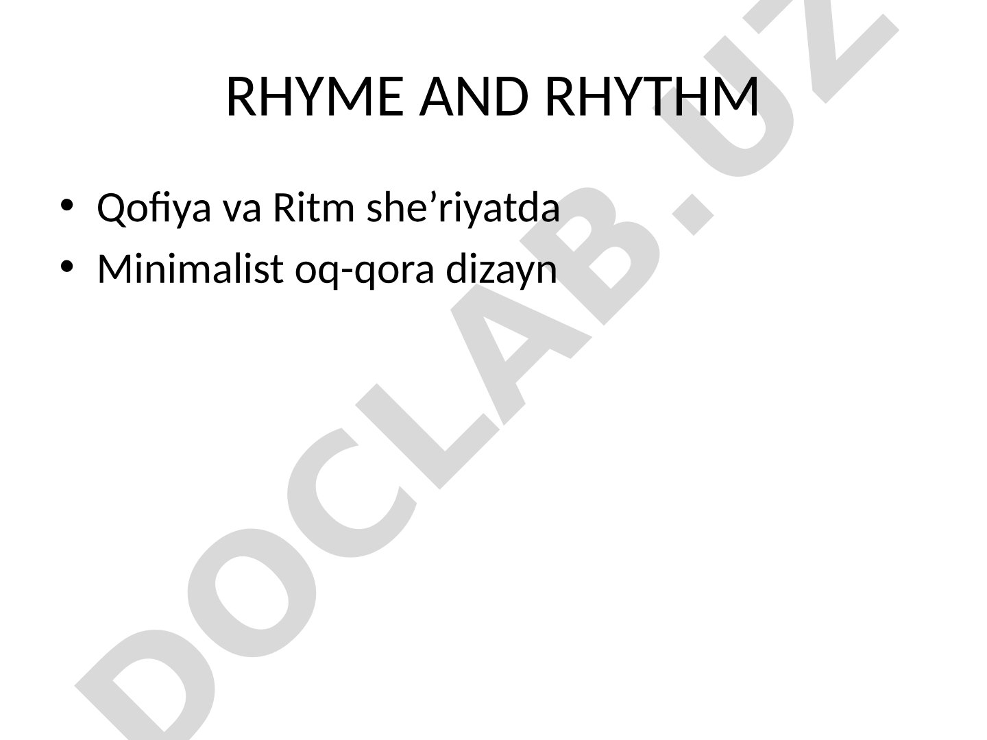 Rhyme and Rhythm