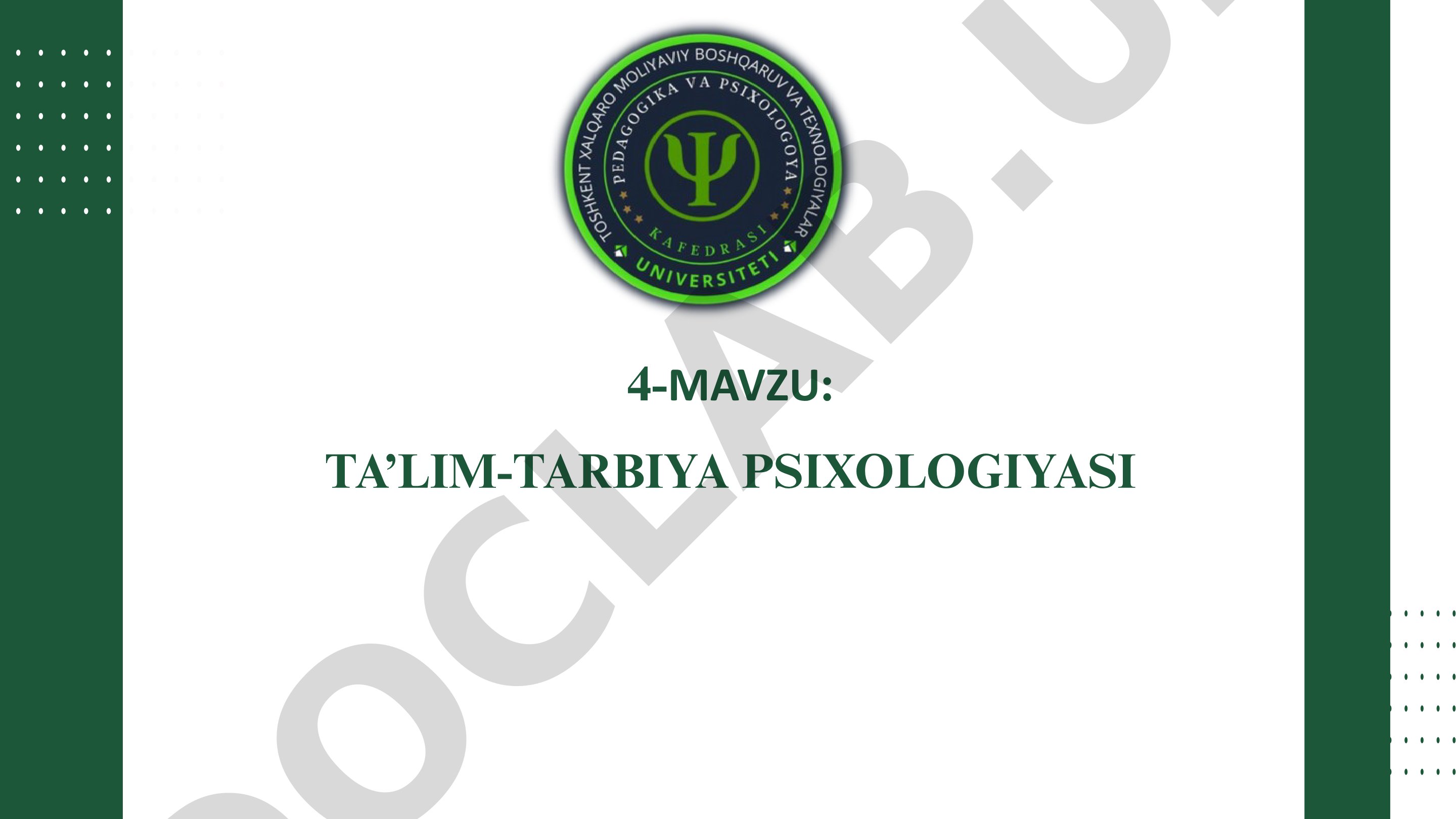 Ta’lim-tarbiya psixologiyasi