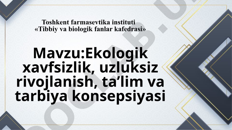 Ekologik xavfsizlik, uzluksiz rivojlanish, ta'lim va tarbiya konsepsiyasi