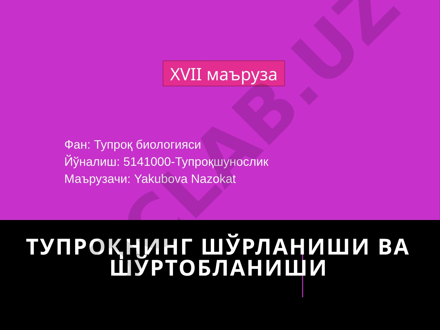 Тупроқнинг шўрланиши ва шўртобланиши