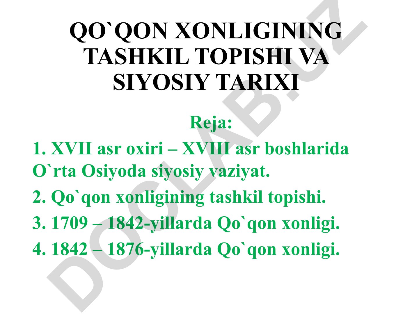 Qo'qon xonligining tashkil topishi va siyosiy tarixi