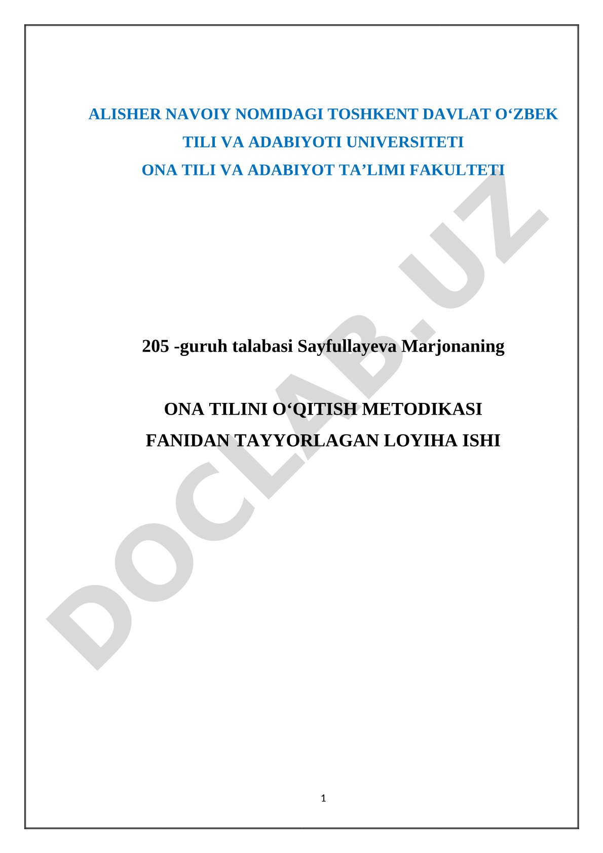 Ona tilini o'qitish metodikasi fanining tarixiy taraqqiyoti