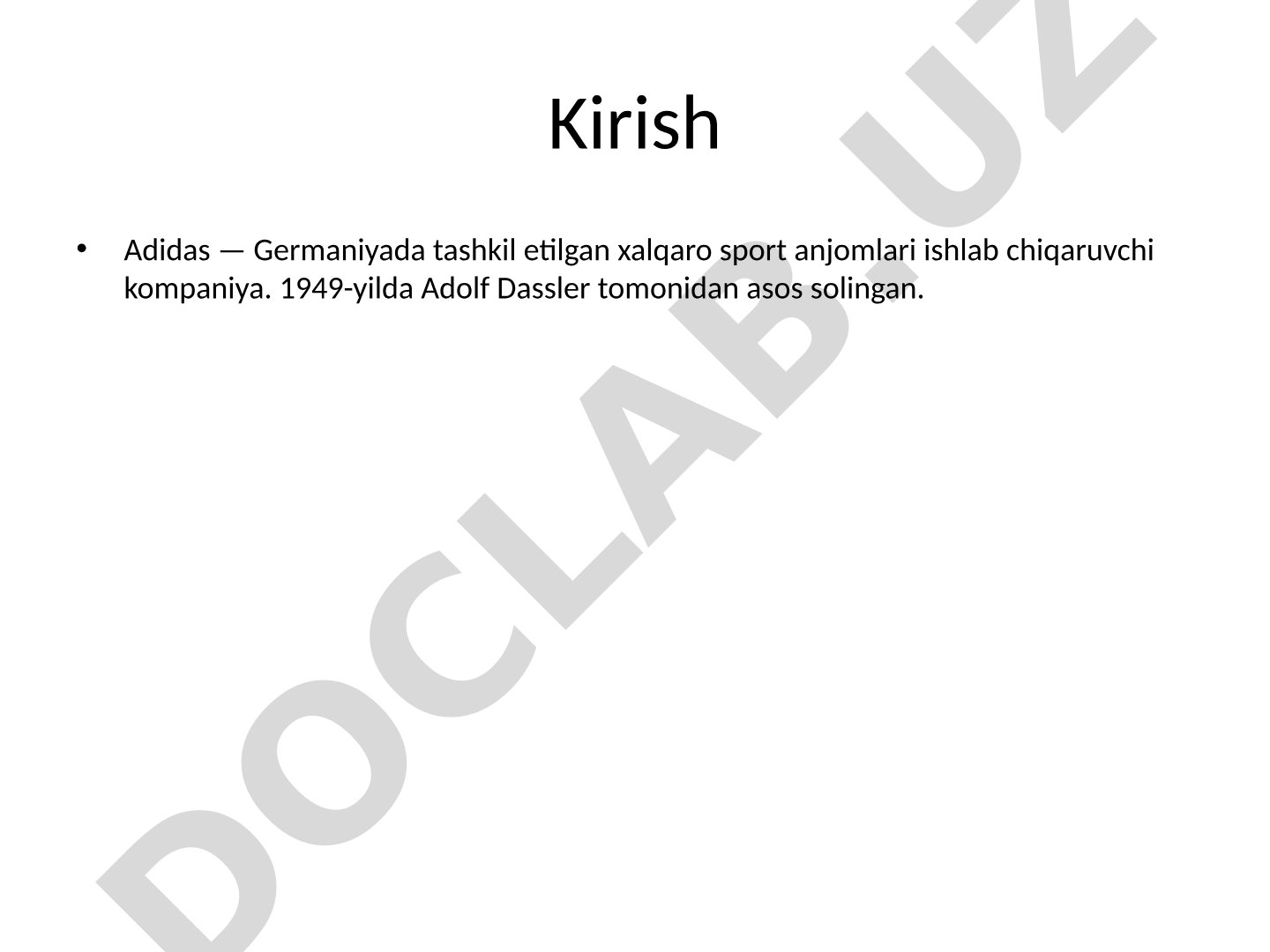 Adidas kompaniyasi tarixi va faoliyati