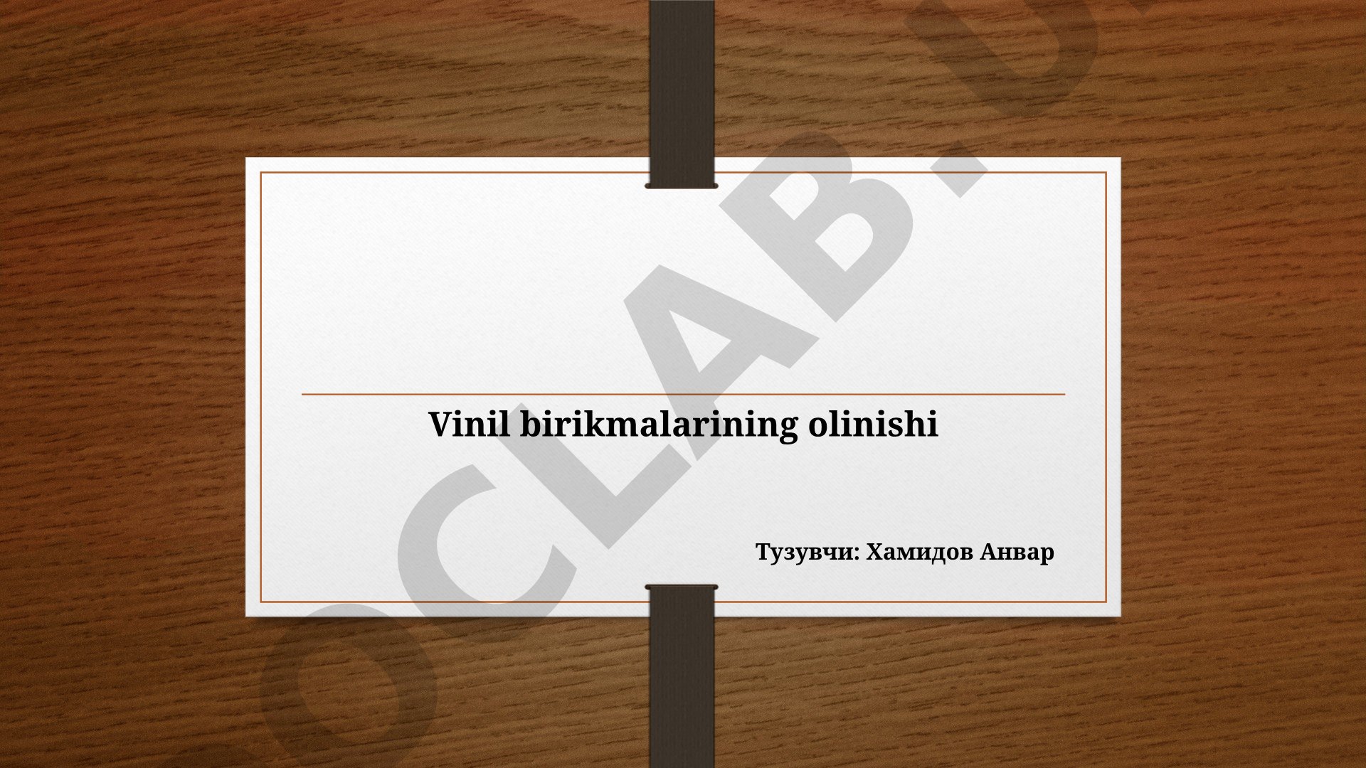 Vinil birikmalarining olinishi