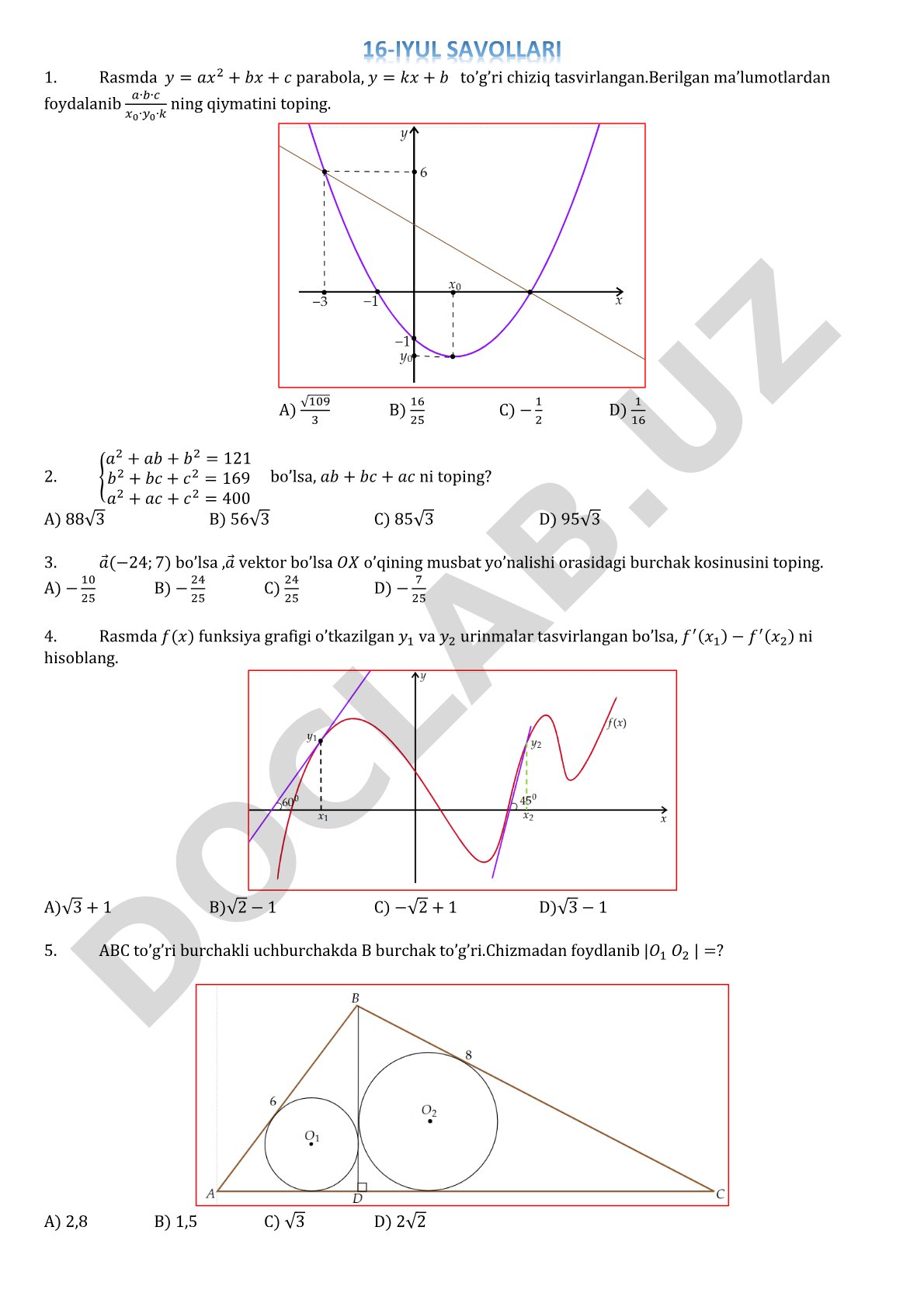 Matematik masalalar to'plami