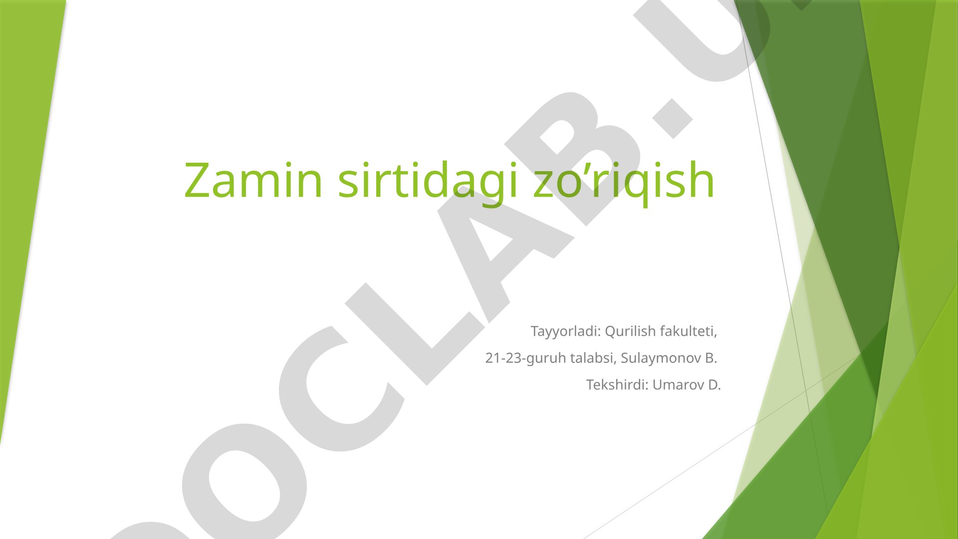 Grunt zo‘riqishini aniqlash usullari va mustahkamlik shartlari haqida taqdimot