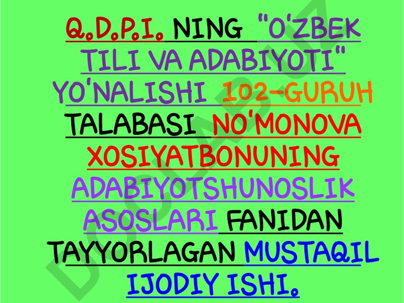 Badiiy asar tahlili va talqini