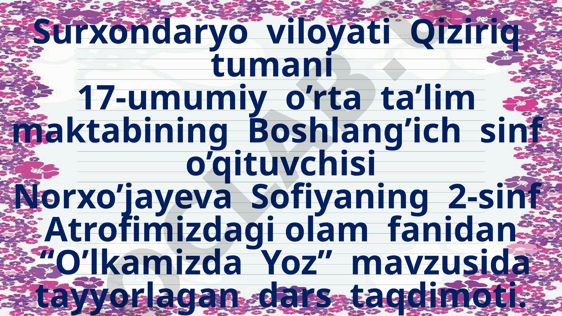 O‘lkamizda yoz
