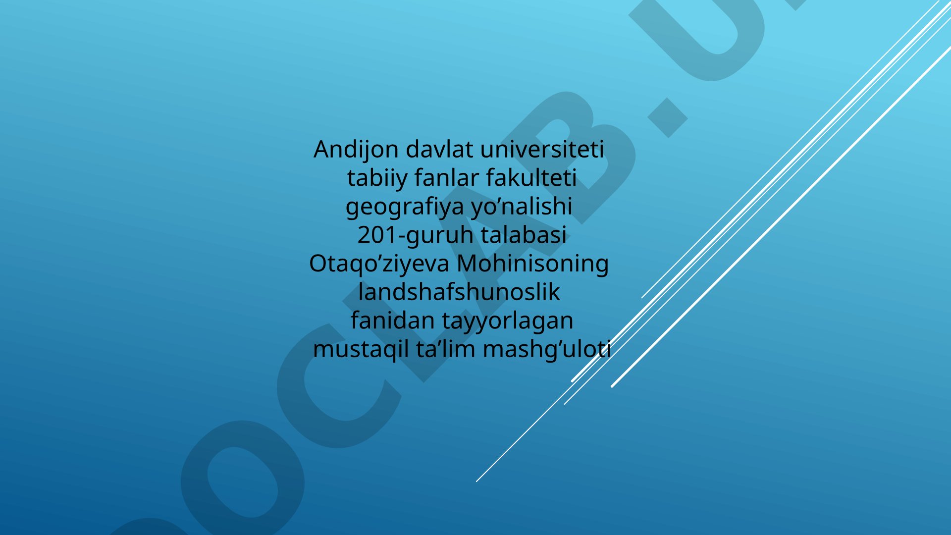 Landshaft haqida asosiy tushunchalar