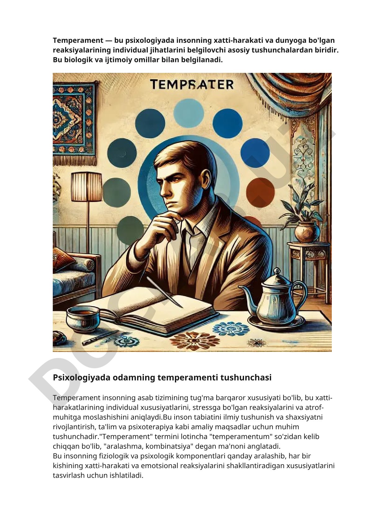 Psixologiyada temperament tushunchasi