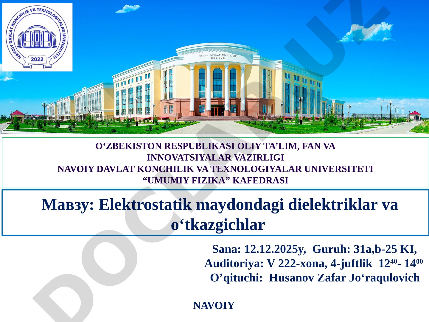 Elektrostatik maydondagi dielektriklar va o‘tkazgichlar