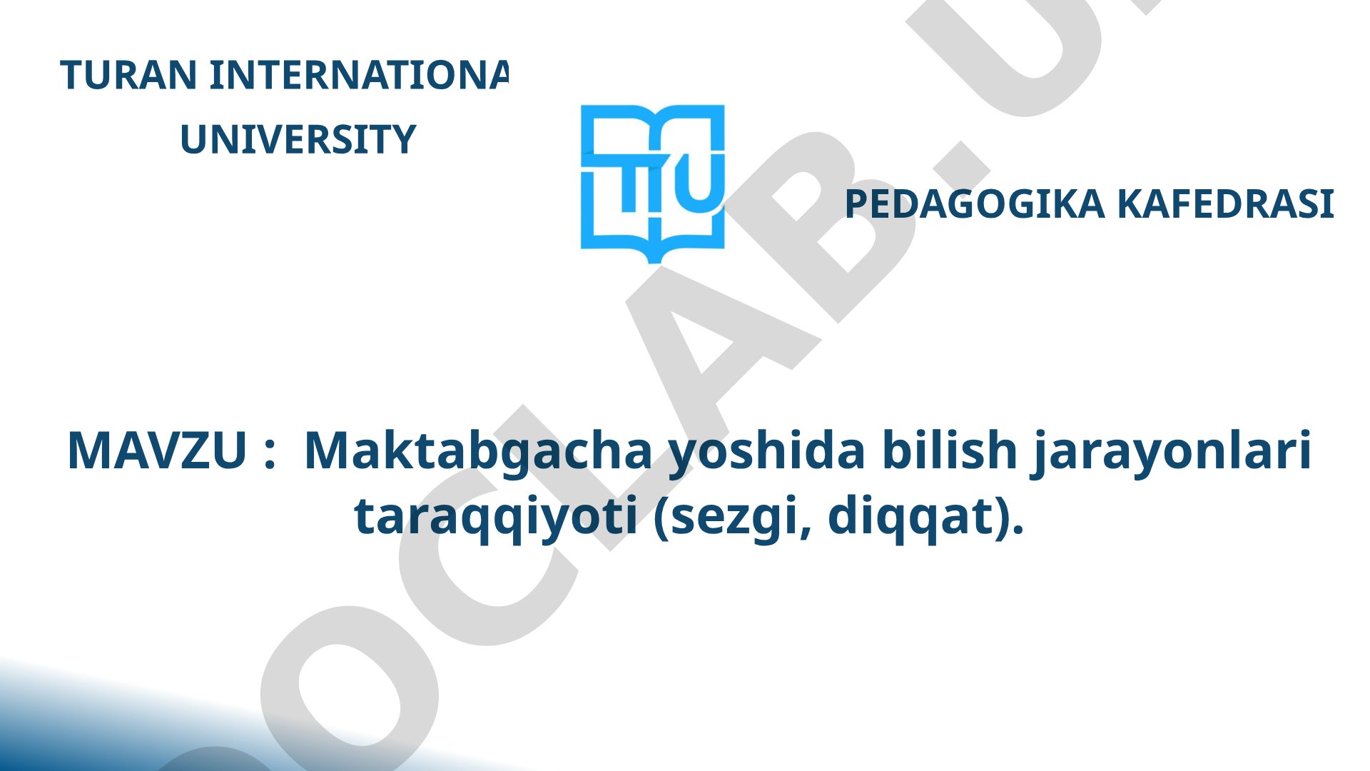 Maktabgacha yoshida bilish jarayonlari taraqqiyoti (sezgi, diqqat)