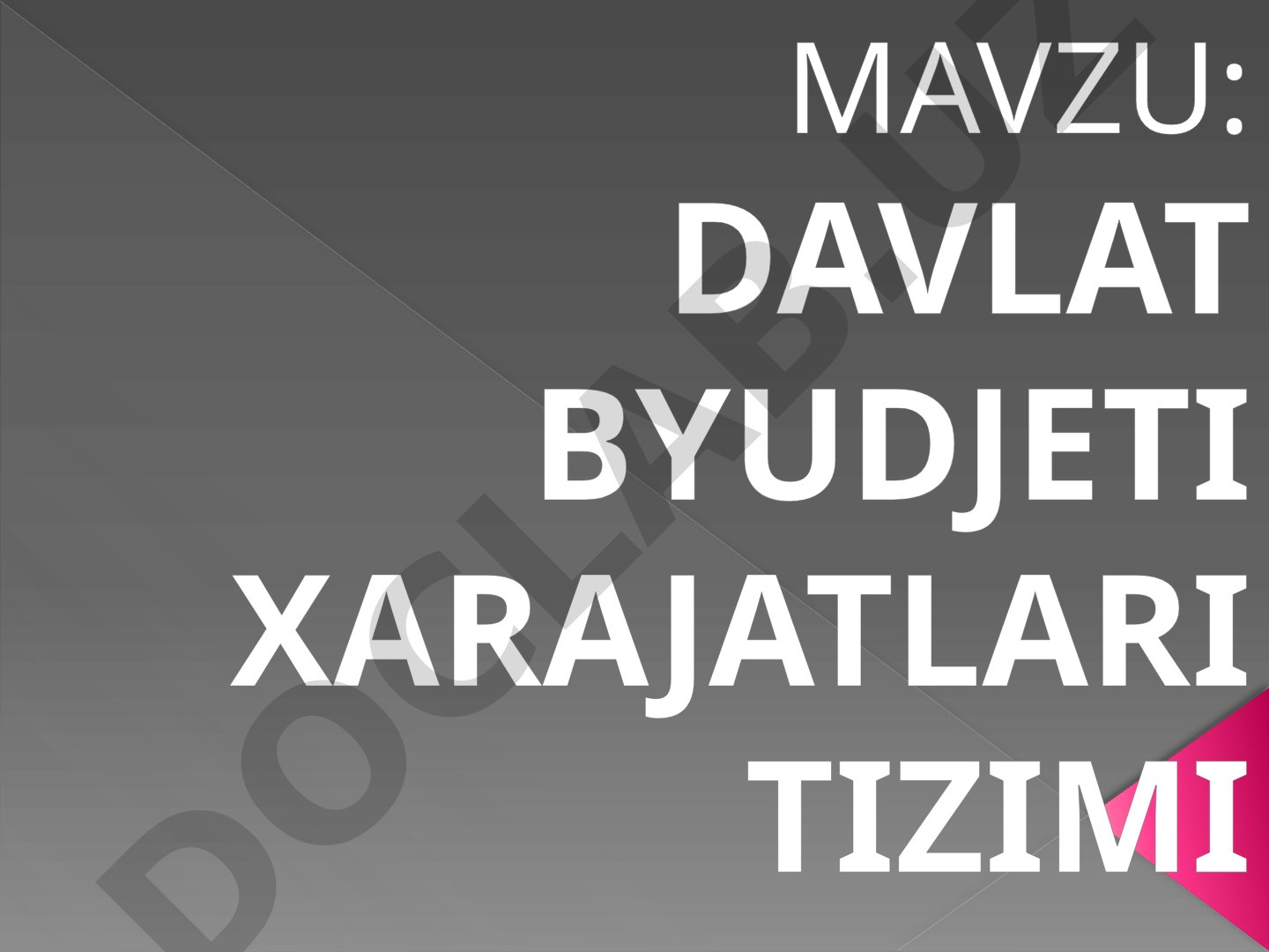 DAVLAT BYUDJETI XARAJATLARI TIZIMI