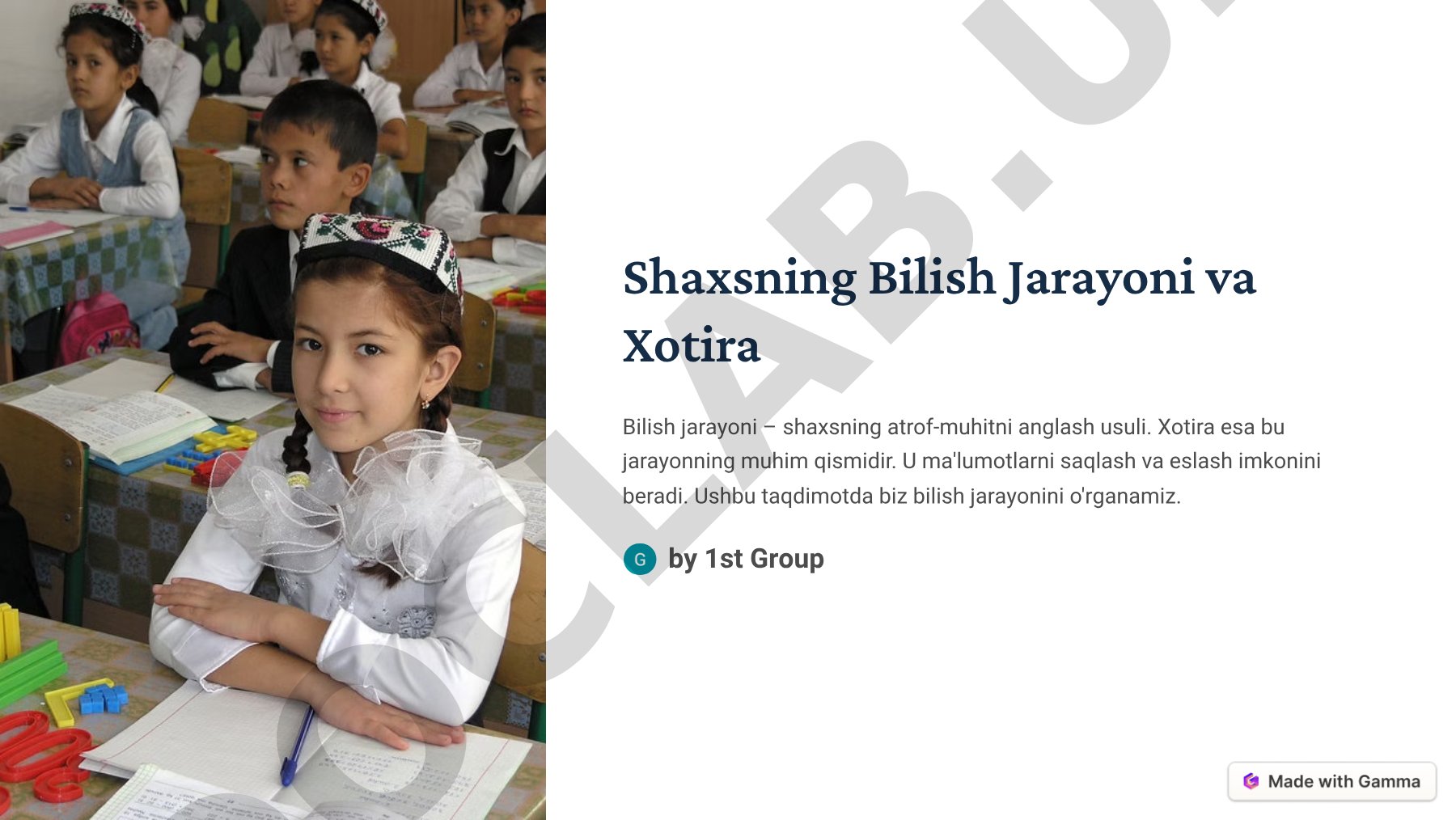 Shaxsning bilish jarayoni va xotira