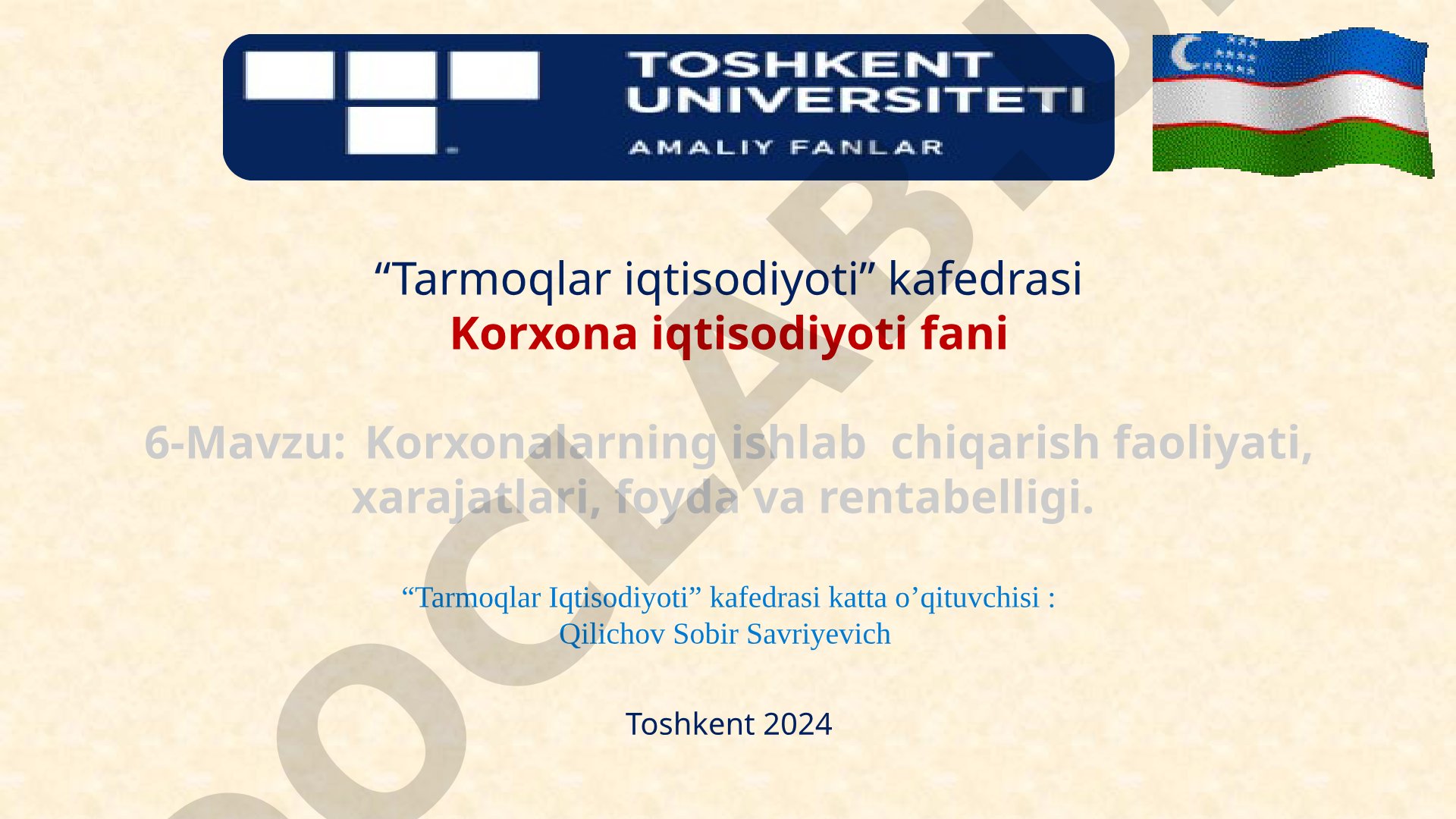 Korxonalarning ishlab chiqarish faoliyati, xarajatlari, foyda va rentabelligi