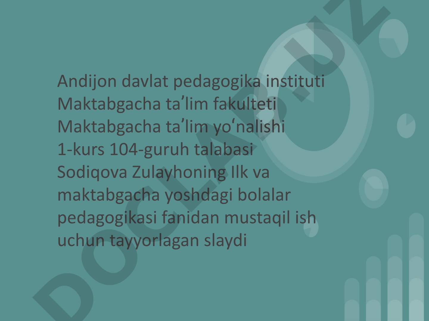 Maktabgacha yoshdagi bolalarning rivojlanishi va ta’lim-tarbiyasining o‘ziga xosligi