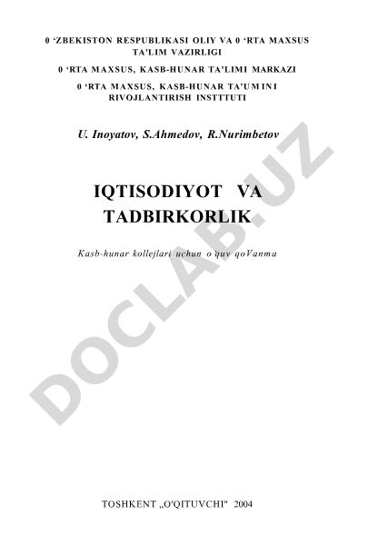 Iqtisodiyot va tadbirkorlik