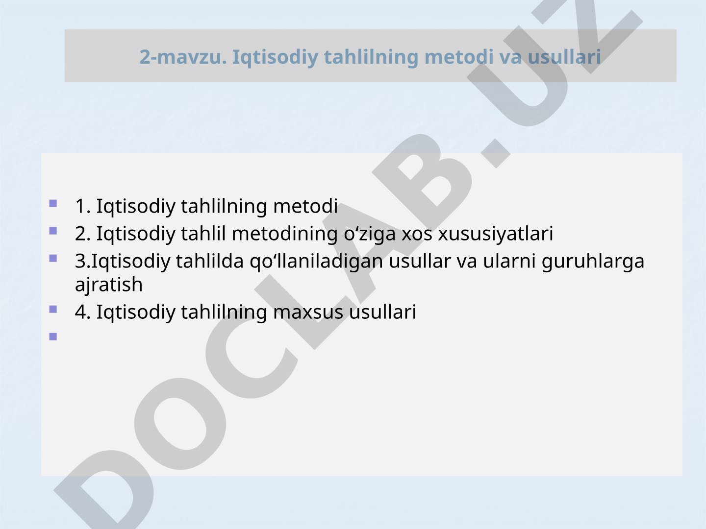 Iqtisodiy tahlilning metodi va usullari
