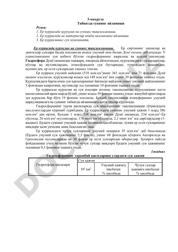 Табиатда сувнинг айланиши