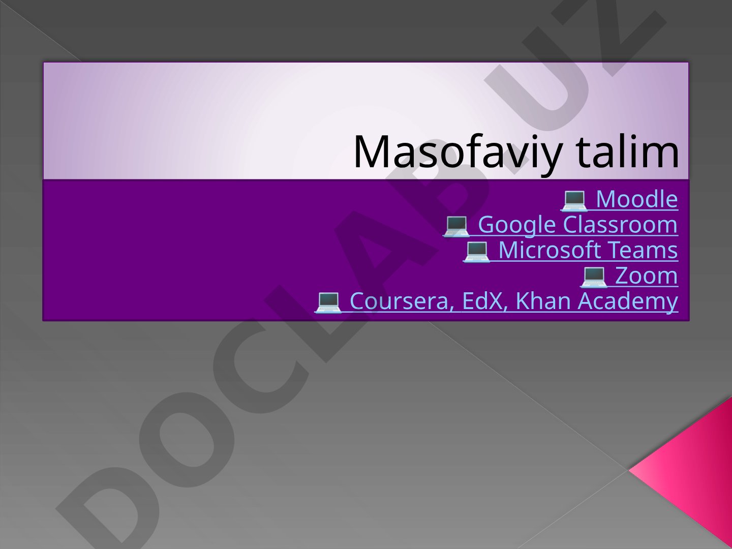 Masofaviy ta'lim platformalari: Moodle va Google Classroom