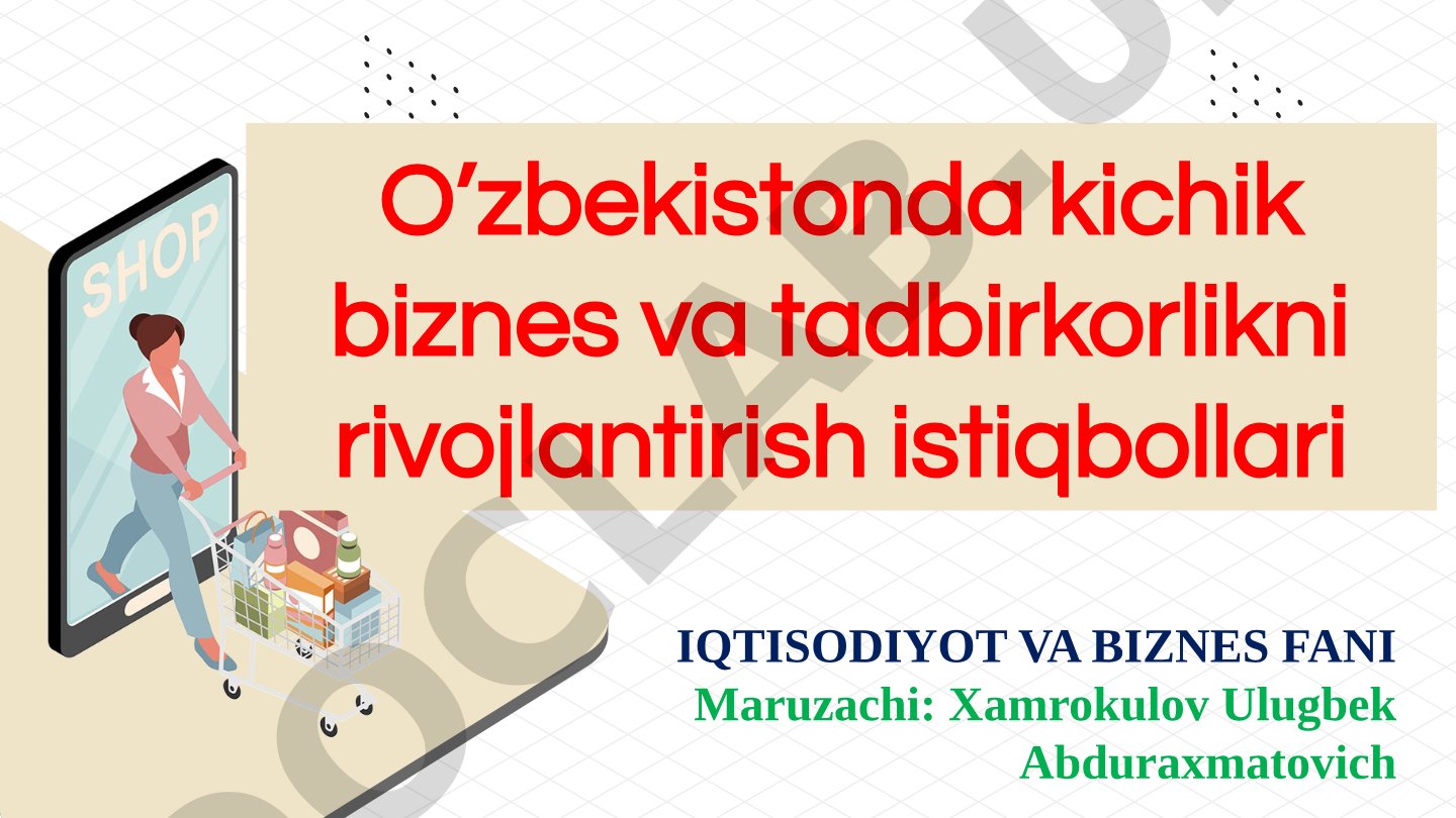 O'zbekistonda kichik biznes va tadbirkorlikni rivojlantirish istiqbollari