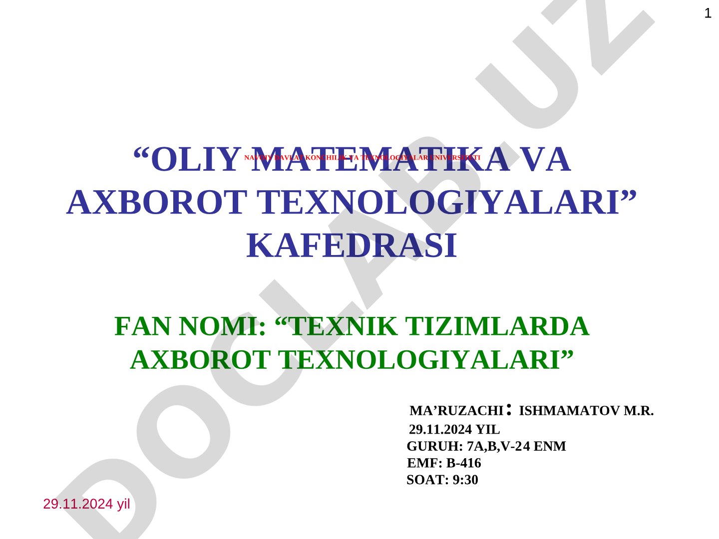 Texnik tizimlarda axborot texnologiyalari