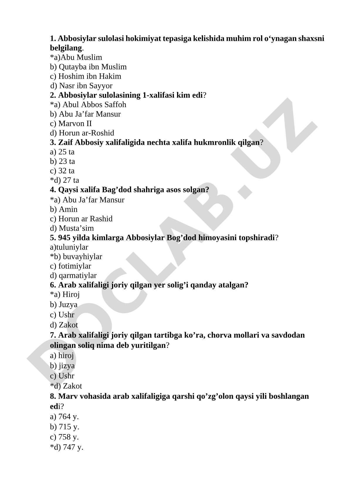 Abbosiylar sulolasi va Arab xalifaligi tarixi