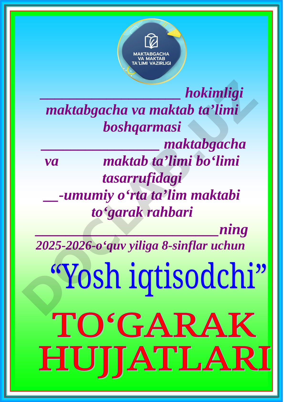 8-sinf to'garak a'zolari ro'yxati va mashg'ulot jadvali