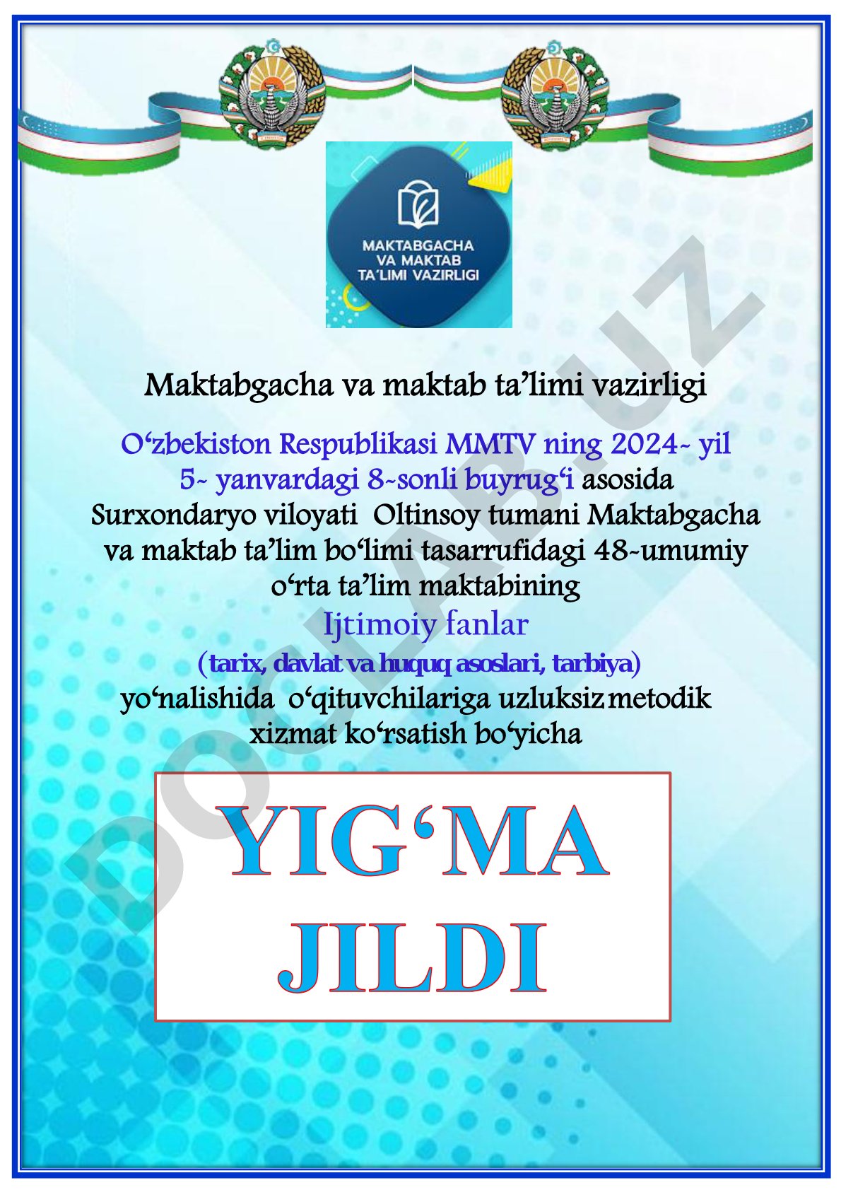 Umumta’lim muassasalarida uzluksiz metodik xizmat ko‘rsatish ishlarini yanada takomillashtirish to‘g‘risida