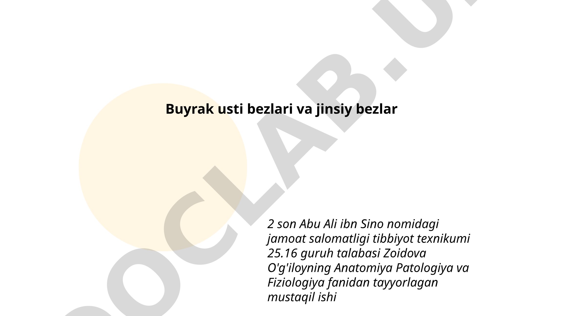 Buyrak usti bezlari va jinsiy bezlar 2 son