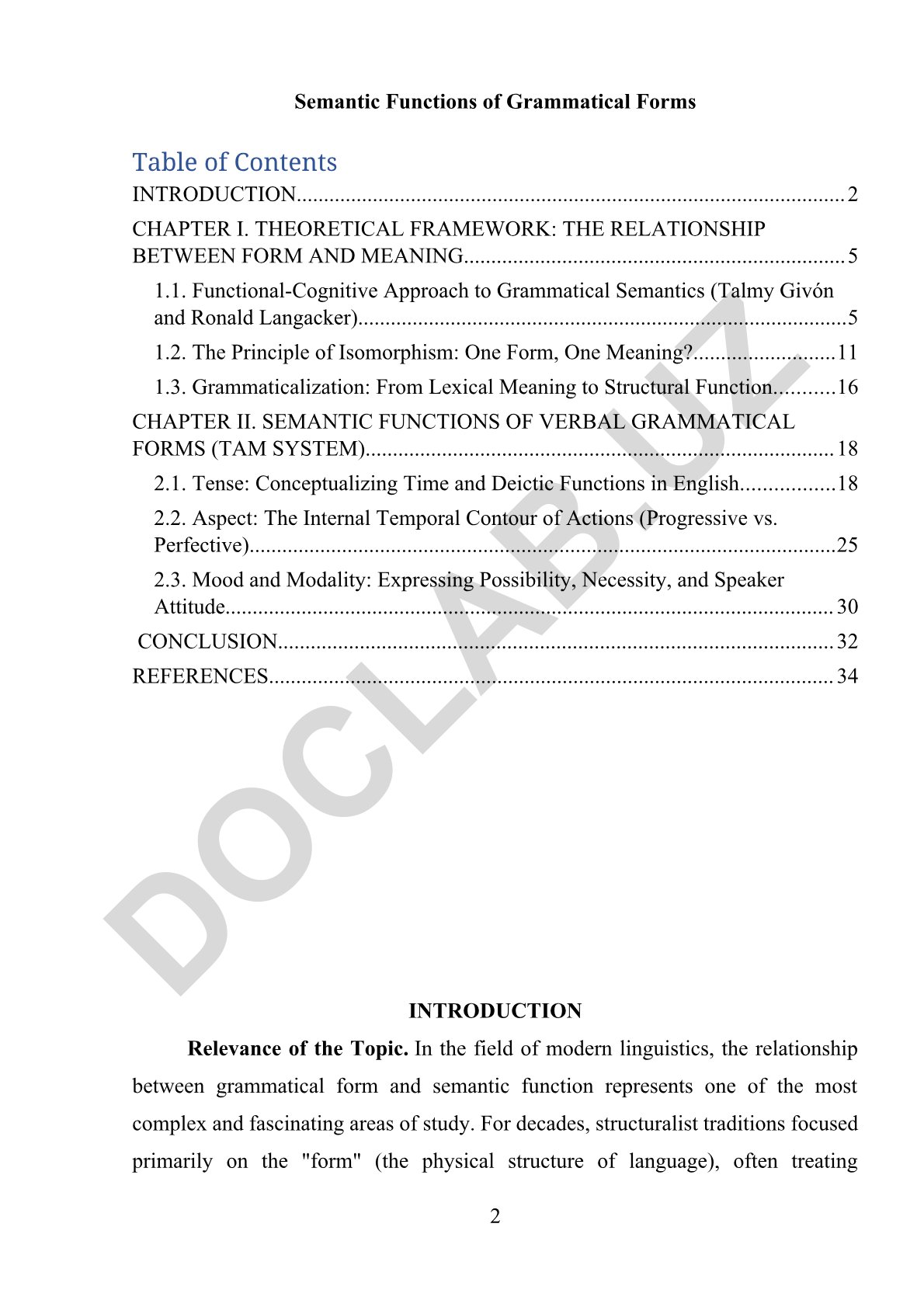 Semantic Functions of Grammatical Forms