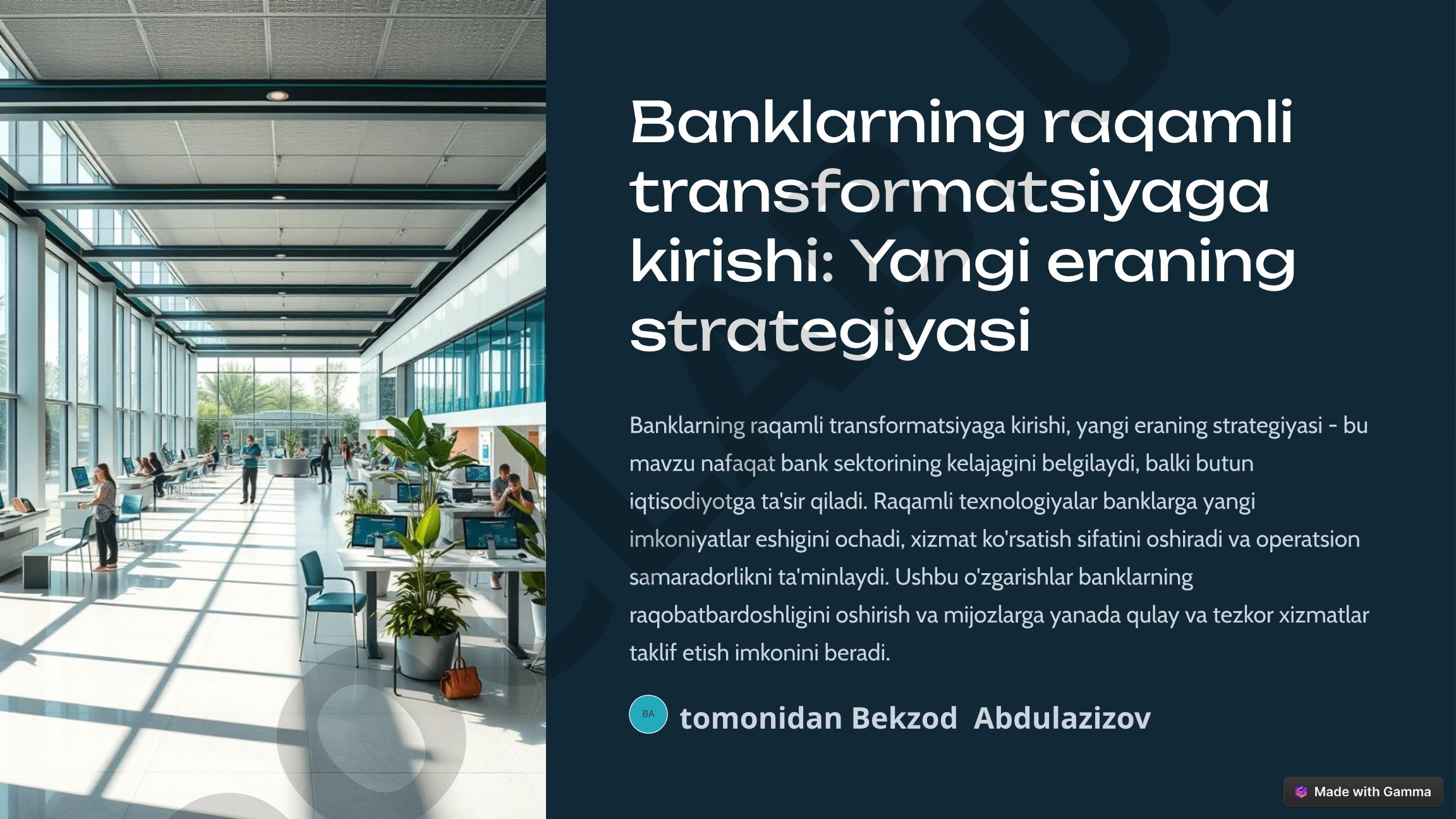 Banklarning raqamli transformatsiyaga kirishi: Yangi eraning strategiyasi