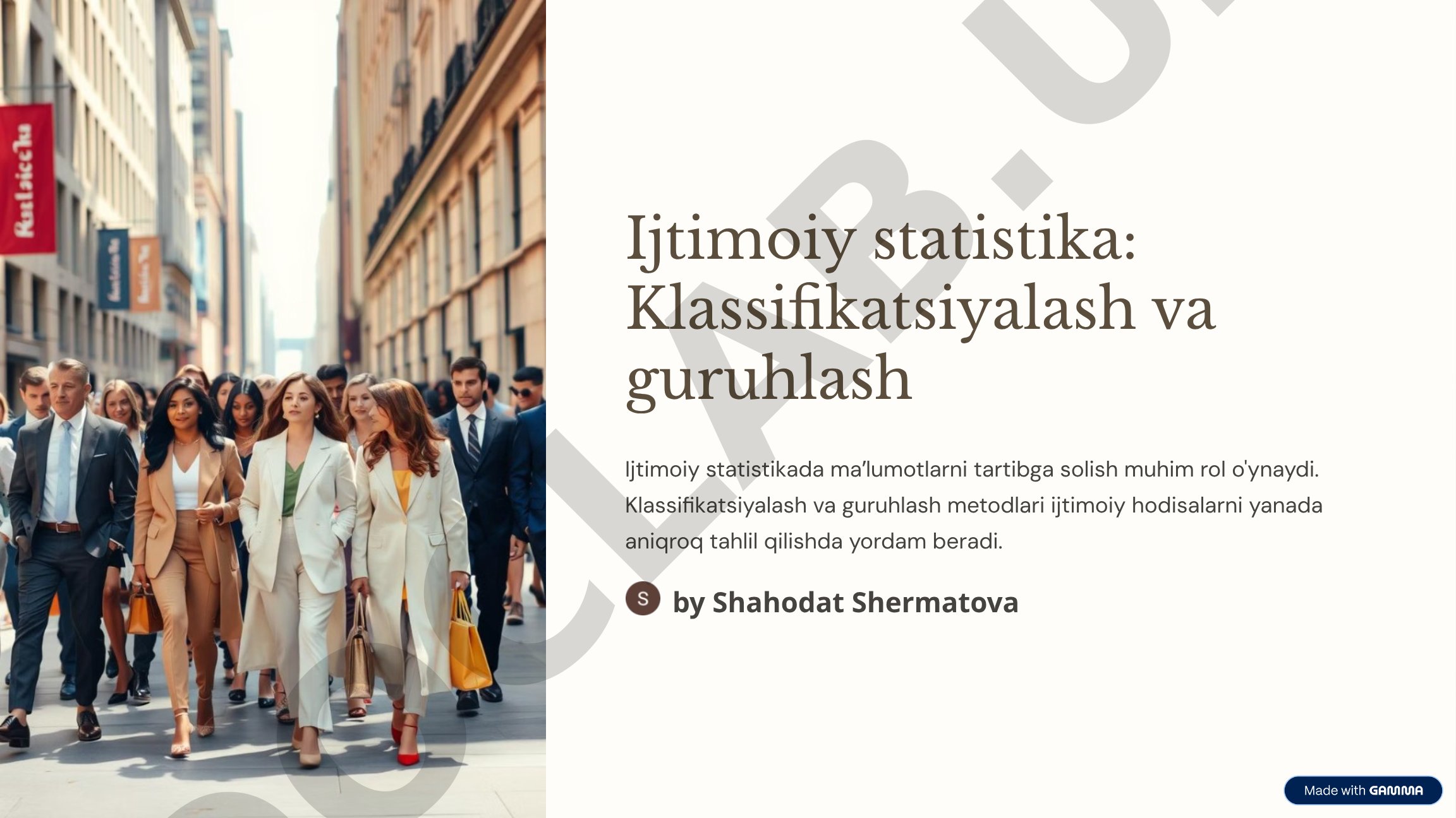 Ijtimoiy statistika: Klassifikatsiyalash va guruhlash