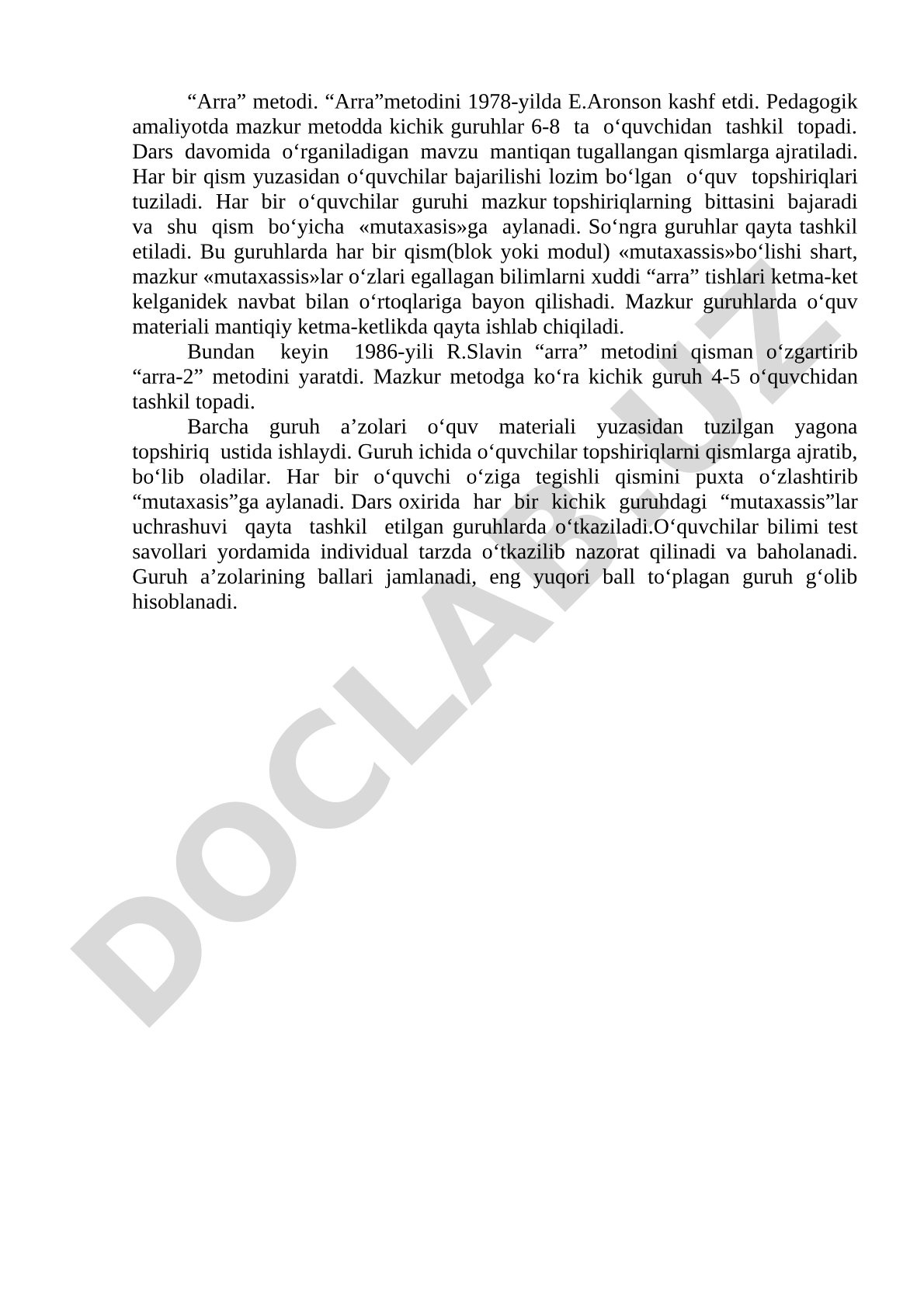 Arra va Arra-2 metodlarining ta'limda qo'llanilishi